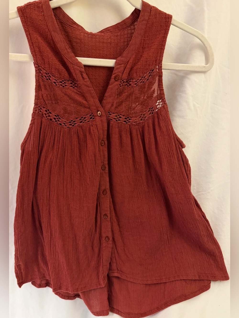 Anthropologie fall colored textured and lace embroidery top. Size M